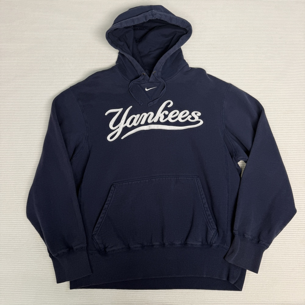 New York Yankees Hoodie Mens Large Blue MLB Baseball Nike Pullover Fleece